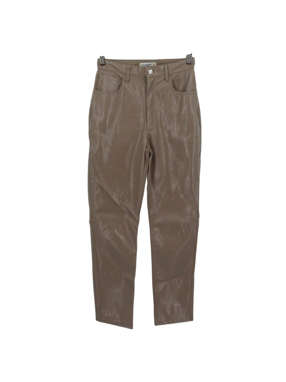 Abercrombie & Fitch Women 4L 27 90s Straight Ultra High Beige Faux Leather Pant